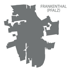 Frankenthal (Pfalz) city map with boroughs grey illustration silhouette shape