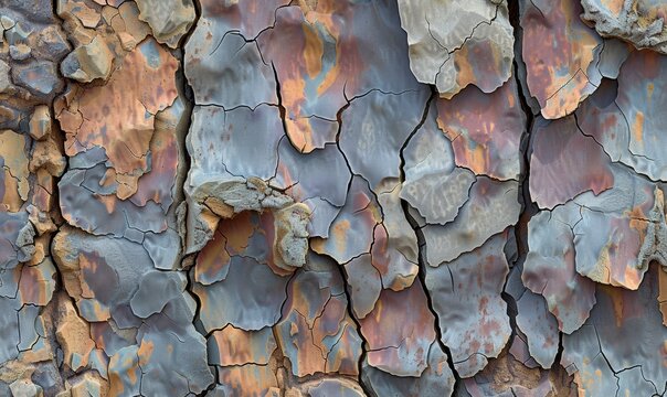 Colorful tree bark texture with natural patterns and organic surface