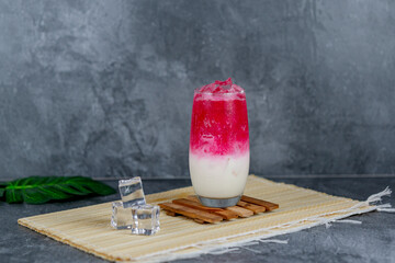 Red milk soda is a colorful, sweet, and creamy drink combining red syrup, milk, and soda over ice for a vibrant, fizzy refreshment. Popular at parties and loved for its unique flavor and presentation.