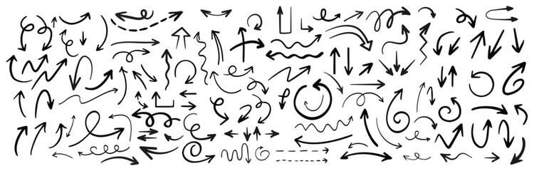 Hand-Drawn Doodle Arrow Vector Set – Sketch Style Directional Arrows Collection