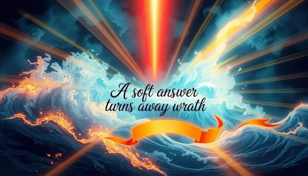 - Blue ocean wave with orange glow and ribbon, inspirational quote