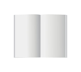 Open blank white book or magazine mockup isolated on transparent background
