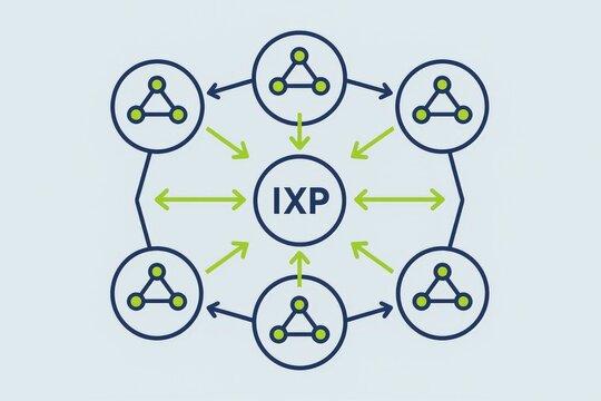 Innovative Network Diagram Illustrating Internet Exchange Points with Dynamic Connections Representing Data Flow and Connectivity captured with clarity