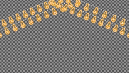 Festive Hanging String Lights Garland on Transparent Background