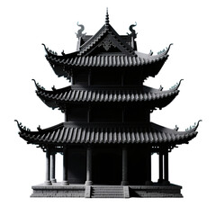 Traditional Asian Pagoda with Intricate Roof Details