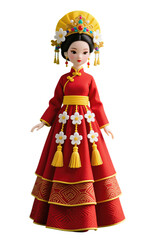 Traditional Chinese doll in red and gold royal attire