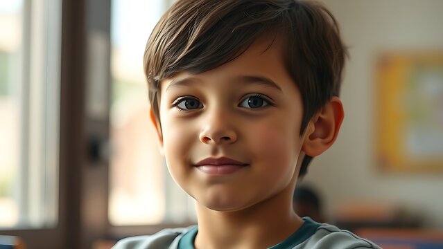 A young student engaged in learning, surrounded by the natural ambiance of a classroom environment.