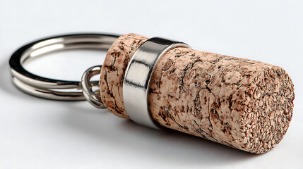 cork and corkscrew on white background