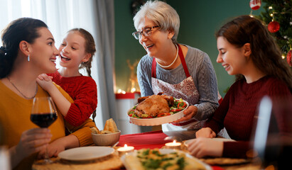 family celebrating Christmas