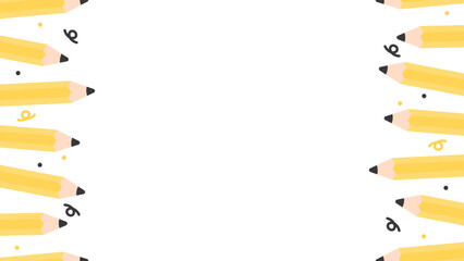 Cute yellow pencils border background. Flat design illustration. Back to school concept.	