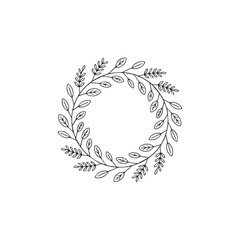 round frame with floral elements