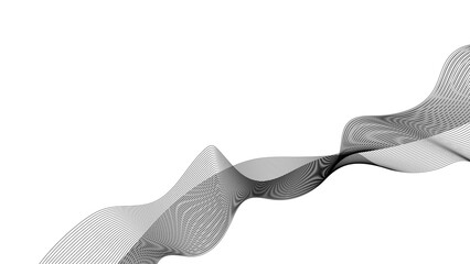 curvy wave line on transparent background with blend line effect