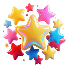 Vibrant Colorful Stars in 3D Glossy Design