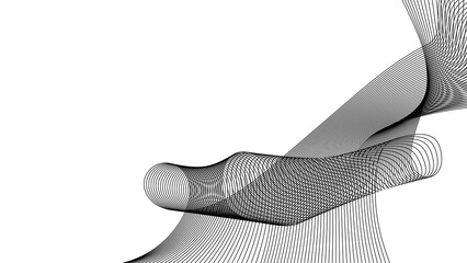 curvy wave line on transparent background with blend line effect