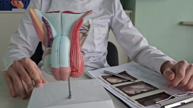 Results of an ultrasound examination of the male genitals and a medical examination