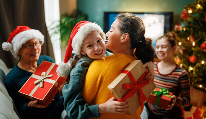 family celebrating Christmas