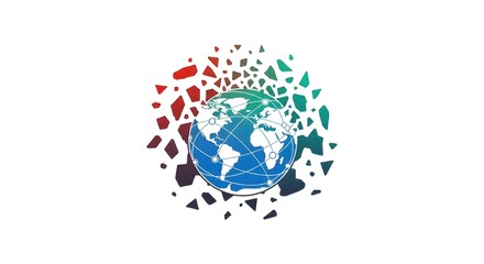 Modern global network design with vibrant color gradient, perfect for technology, business, and international communications brands seeking a dynamic visual.