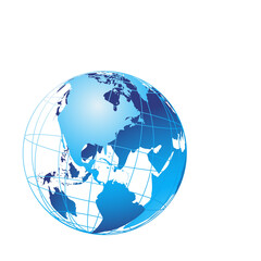 blue globe on white background