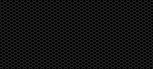 Wire mesh fence isolated on white background. Mesh texture for fishing nets. Seamless black pattern for sportswear or soccer goal, volleyball net, basketball hoop, hockey, athletics.