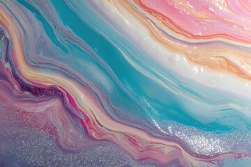 A Mesmerizing Abstract Art Piece Featuring a Beautiful Swirl of Pastel Colors and Shimmering Textures That Captivates and Engages the Viewer