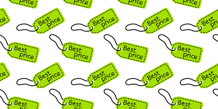 Bright green tags displaying best price marks, ideal for sale events and discounts in stores or online shops