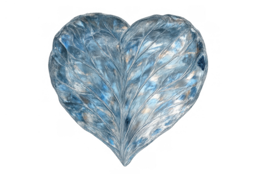 Ice heart with blue and white frozen texture on a transparent background, symbolizing frozen love or a cold heart emotion - Powered by Adobe