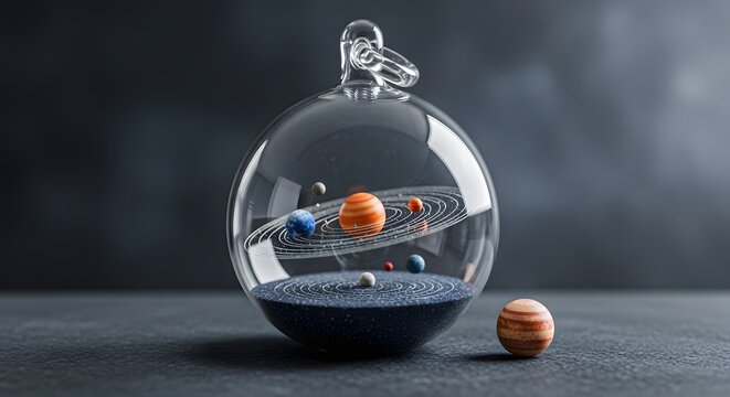 Solar system glass planets space astronomy galaxy universe science celestial sphere cosmos model decoration