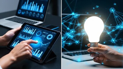 Data analysis and business intelligence concept with graphs and charts on digital device - Powered by Adobe