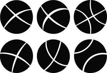 Obraz premium Basketball Silhouette Set – Sports Ball Vector Icons Collection