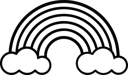 Rainbow with Clouds Outline – Minimal Line Art Vector Illustration