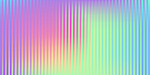 Holographic gradient corrugated background with fractal glass effect and foil texture. Rainbow banner, pattern with 3d vaporwave effect