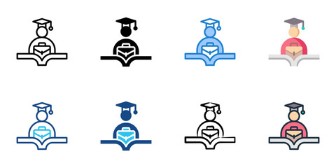 Internship program icon set multiple style collection 
