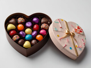 Heart-Shaped Box of Assorted Chocolates. Generative Ai
