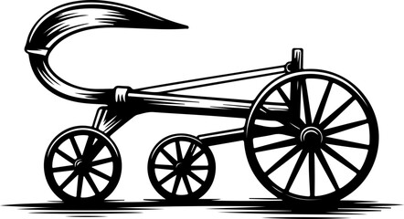 Fototapeta premium Vintage Agricultural Plow Woodcut silhouette vector illustration