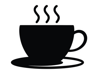 Coffee Cup Silhouette Icon, Steaming Coffee Cup Silhouette Icon – Hot Beverage Café Vector