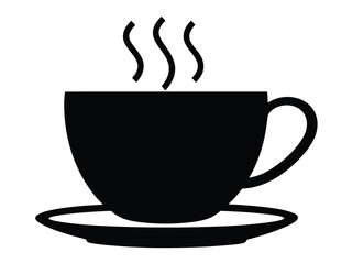Coffee Cup Silhouette Icon – Hot Drink Café Black Vector