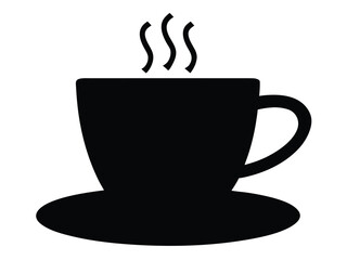 Coffee Cup Silhouette Icon – Hot Drink Café Black Vector