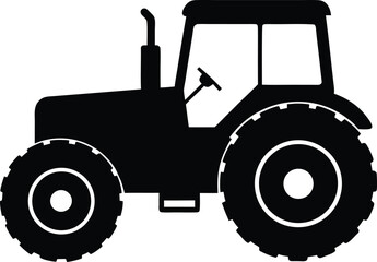Tractor Silhouette Icon – Farm Vehicle Agriculture Black Vector