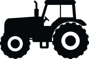 Tractor Silhouette Icon – Farm Vehicle Agriculture Black Vector