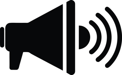 Megaphone Silhouette Icon – Loudspeaker Announcement Black Vector