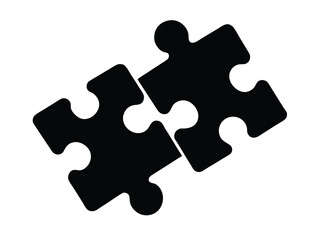 Puzzle Pieces Silhouette Icon – Jigsaw Connection Black Vector Illustration