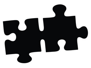 Puzzle Pieces Silhouette Icon – Jigsaw Connection Black Vector Illustration