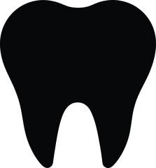 Tooth Silhouette Icon – Dental Care Black Vector Illustration