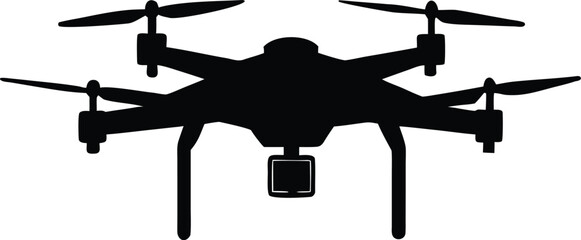 Professional Drone Silhouette Icon – Quadcopter UAV Isolated Graphic