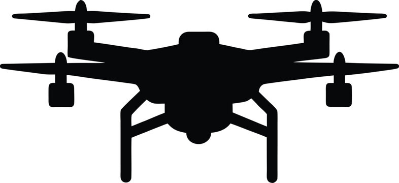 Professional Drone Silhouette Icon &ndash; Quadcopter UAV Isolated Graphic