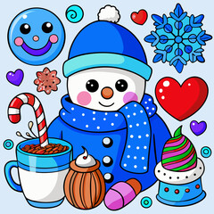 set of christmas elements