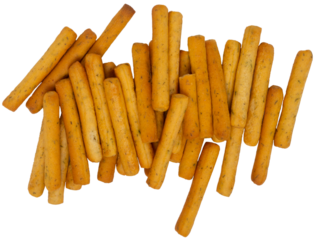 Isolated many breadsticks on a white background