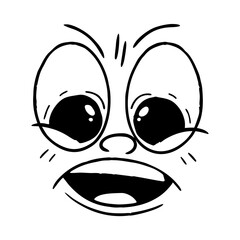 Surprised Cartoon Face Expression Illustration