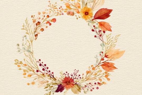 Elegant Autumn Wedding Invite Card: Hand-Painted Floral Motifs