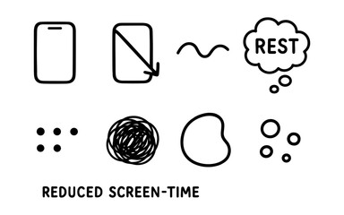 Minimalist icons for digital detox and relaxation concepts